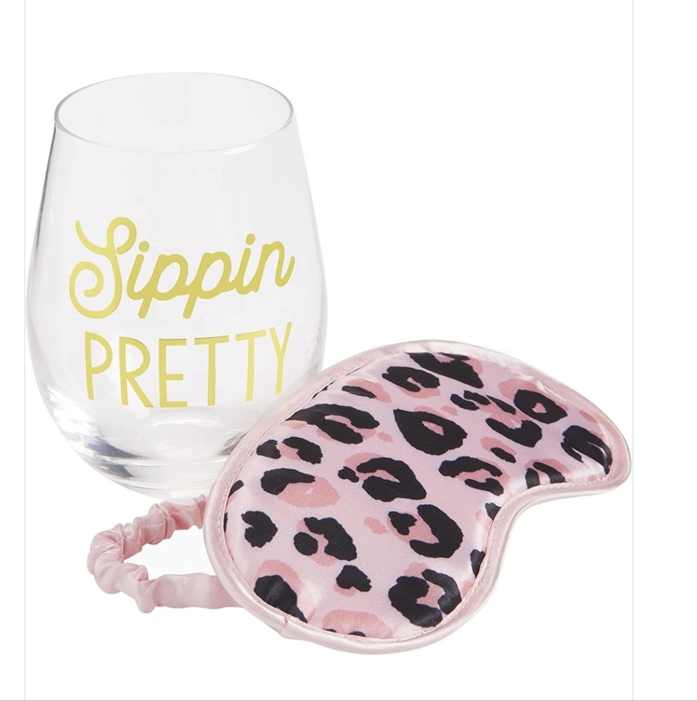 Wine Glass and Sleep Mask Set